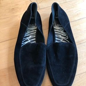 Dolce Vita black kid suede leather flats smoking loafers slides size 7